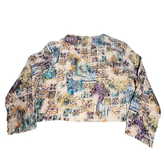 Chicos  Cardigan Silk Blend Open Front Multicolor Jacket Sz 2 - Picture 10 of 10